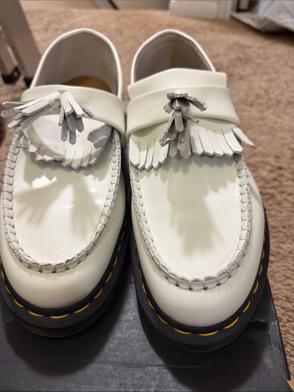 White Tassel Leather Loafers - Picture 2 of 4